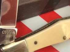 Ka-Bar (kabar) Dog Head 2 Blade Swell Center Knife (CBS 91) w/ Beautiful Handles -NOS & M/NM Ka-Bar (kabar) Dog Head 2 Blade Swell Center Knife (CBS 91) w/ Beautiful Handles -NOS & M/NM