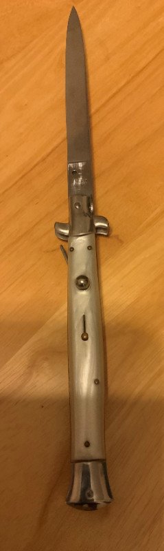 13" Italian Stiletto Switchblade Bolster Lock Marked J Inox