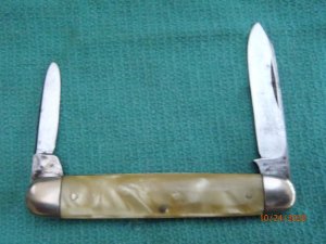 New York Knife Co Hammer Brand equal-end pen Cracked Ice Celluloid handles #2656