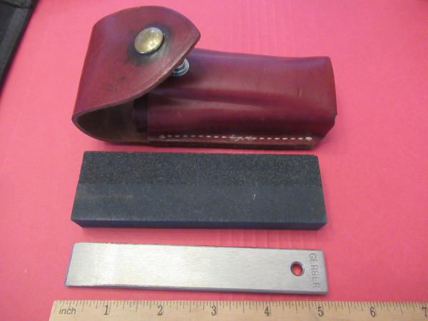  Gerber Sharping Steel & Stone in Leather Sheath