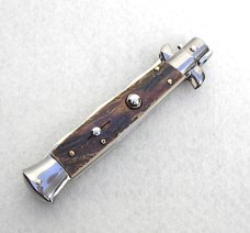 BELTRAME 9" ITALIAN STILETTO GENUINE STAG AUTO KRISS BLADE