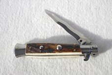 BELTRAME 9" ITALIAN STILETTO GENUINE STAG AUTO KRISS BLADE