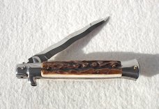 BELTRAME 9" ITALIAN STILETTO GENUINE STAG AUTO KRISS BLADE