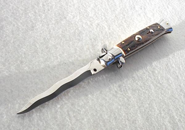 BELTRAME 9" ITALIAN STILETTO GENUINE STAG AUTO KRISS BLADE