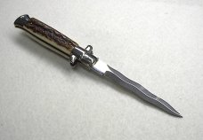 BELTRAME 9" ITALIAN STILETTO GENUINE STAG AUTO KRISS BLADE