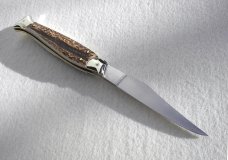 VINTAGE BELTRAME FISH STYLE 25CM ( PICKLOCK )  NICKEL SILVER BOLSTERS GENUINE STAG ITALIAN STILETTO 