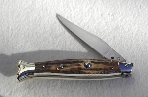 VINTAGE BELTRAME FISH STYLE 25CM ( PICKLOCK )  NICKEL SILVER BOLSTERS GENUINE STAG ITALIAN STILETTO 