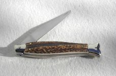VINTAGE BELTRAME FISH STYLE 25CM ( PICKLOCK )  NICKEL SILVER BOLSTERS GENUINE STAG ITALIAN STILETTO 