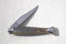 VINTAGE BELTRAME FISH STYLE 25CM ( PICKLOCK ) NICKEL SILVER BOLSTERS LIGHT HORN ITALIAN STILETTO 