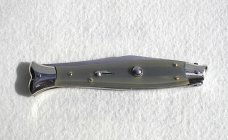 VINTAGE BELTRAME FISH STYLE 25CM ( PICKLOCK ) NICKEL SILVER BOLSTERS LIGHT HORN ITALIAN STILETTO 