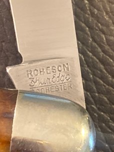 Robeson Shur Edge Rochester USA 623875 Bone Handle With Two Blade Pocket Knife Robeson Shur Edge Rochester USA 623875 Bone Handle With Two Blade Pocket Knife