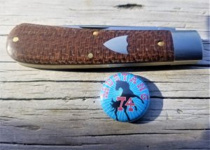 GREAT EASTERN CUTLERY TIDIOUTE #74 MUSTANG - 1 BLADE - BROWN BURLAP MICARTA CODE