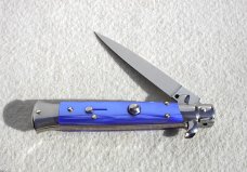 NEW FRANK BELTRAME 9" ACRYLIC BLUE PEARL ITALIAN STILETTO FLAT GRIND BLADE
