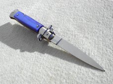 NEW FRANK BELTRAME 9" ACRYLIC BLUE PEARL ITALIAN STILETTO FLAT GRIND BLADE
