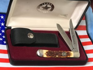 Vintge Schrade USA Special Edition"Texas Ranger" Trapper w Texas Ranger & Star Shield -NOS +Orig Box