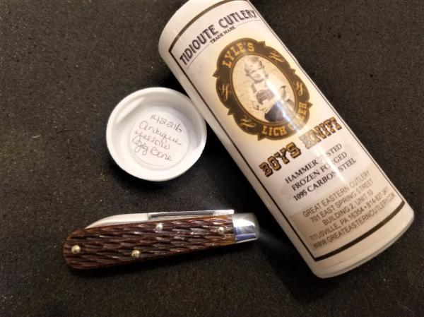 GREAT EASTERN CUTLERY TIDIOUTE #14 LICK CREEK BOYS KNIFE - 1 BLADE - ANTIQUE YELLOW JIGGED BONE NIT GREAT EASTERN CUTLERY TIDIOUTE #14 LICK CREEK BOYS KNIFE - 1 BLADE - ANTIQUE YELLOW JIGGED BONE NIT
