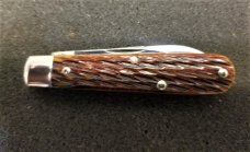 GREAT EASTERN CUTLERY TIDIOUTE #14 LICK CREEK BOYS KNIFE - 1 BLADE - ANTIQUE YELLOW JIGGED BONE NIT GREAT EASTERN CUTLERY TIDIOUTE #14 LICK CREEK BOYS KNIFE - 1 BLADE - ANTIQUE YELLOW JIGGED BONE NIT