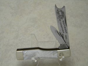 Fight'n Rooster Frank Buster Cutlery Co. Germany Pearl One Arm Razor Gunstock Jack Knife 
