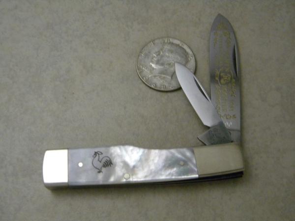 Fight'n Rooster Frank Buster Cutlery Co. Germany Pearl Gunstock Jack Knife 1981 Fight'n Rooster Frank Buster Cutlery Co. Germany Pearl Gunstock Jack Knife 1981