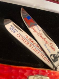 New Case XX USA Limited Edition Custers Last Stand Red Bone Trapper with Two Blades Plus COA IN Case