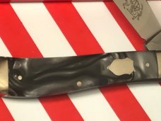 Bulldog Brand (Hand Made) Single Blade Trapper Pocket Knife w Great Black to Grey Swirl Handles -NOS Bulldog Brand (Hand Made) Single Blade Trapper Pocket Knife w Great Black to Grey Swirl Handles -NOS