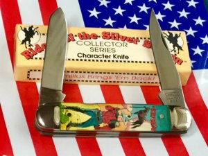 Vintage Camillus 2 Blade Large Cigar Knife w Riders of the Silver Screen Handles -Tom Mix -NOS