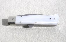 NOS 2011 A.G.A. CAMPOLIN ITALY NICKEL SILVER BOLSTERS WHITE ACRYLIC PEARL HUMPBACK LOCKBACK 