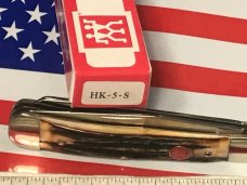 J A Henckels Hand Forged 2 Blade Trapper (HK-5-S) Super Matching Stag Handles -NOS +Orig Box J A Henckels Hand Forged 2 Blade Trapper (HK-5-S) Super Matching Stag Handles -NOS +Orig Box