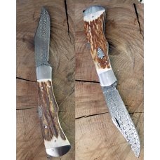 Damascus Dual-Action auto Elk Stag Damascus Dual-Action auto Elk Stag