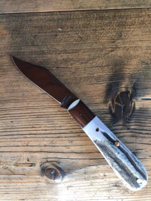 A. Wright & Son Sheffield, England Classic Barlow Knife w/Stag Scales and Clip Blade