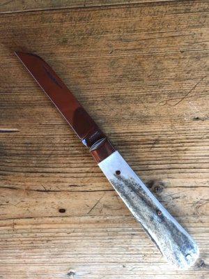 A. Wright & Son Sheffield, England Large Lambsfoot Knife with Stag Scales and Sheepsfoot Blade