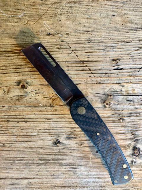 Kroo Blade Extra Beefy Chunky Frank Knife with Carbon Fiber Scales and Tactical Sheepsfoot Blade Kroo Blade Extra Beefy Chunky Frank Knife with Carbon Fiber Scales and Tactical Sheepsfoot Blade