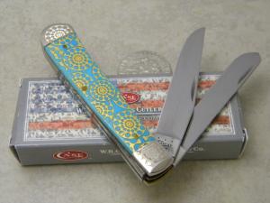 Case XX USA 2015 Bone 6254 SS Fancy Caribbean Blue Trapper Knife in Box