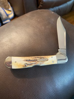 New Case XX •USA 51549L SS Super Fat & Gnarly Stag Copperlock With A Single Stainless Steel Blade