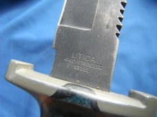  Vintage Utica Survival Knife camo pattern  #45031 With Sheath & sharpening stone. Made in Japan!!! 