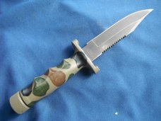  Vintage Utica Survival Knife camo pattern  #45031 With Sheath & sharpening stone. Made in Japan!!! 