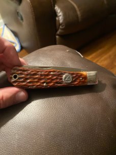 1988 Camillus USA NKCA Limited Edition #1765 Bone Handle Trapper With NKCA Sheild And Two Blades 1988 Camillus USA NKCA Limited Edition #1765 Bone Handle Trapper With NKCA Sheild And Two Blades