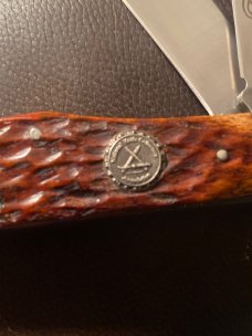 1988 Camillus USA NKCA Limited Edition #1765 Bone Handle Trapper With NKCA Sheild And Two Blades 1988 Camillus USA NKCA Limited Edition #1765 Bone Handle Trapper With NKCA Sheild And Two Blades