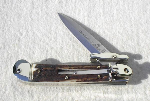 NOS HUBERTUS SOLINGEN GERMANY  ( THE GUARDIAN )  GENUINE STAG AUTO SPRINGER ROSTFREI SWING GUARD 