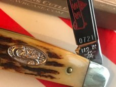 Case xx 1984 Half Congress Knife w Second Cut Stag Handles -Red Blade Etch -NOS in Minty Condition Case xx 1984 Half Congress Knife w Second Cut Stag Handles -Red Blade Etch -NOS in Minty Condition