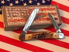Case xx 1984 Half Congress Knife w Second Cut Stag Handles -Red Blade Etch -NOS in Minty Condition Case xx 1984 Half Congress Knife w Second Cut Stag Handles -Red Blade Etch -NOS in Minty Condition