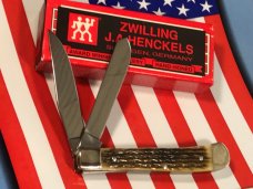 J A Henckels 2 Blade Trapper (HK-5-FLIV) Knife w/ Great Fossil Ivory Handles! Orig Box - NOS J A Henckels 2 Blade Trapper (HK-5-FLIV) Knife w/ Great Fossil Ivory Handles! Orig Box - NOS