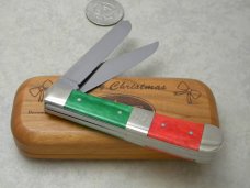 W.R. Case XX USA 2000 6254 Bone Merry Christmas Trapper Knife in Wood Display Box W.R. Case XX USA 2000 6254 Bone Merry Christmas Trapper Knife in Wood Display Box