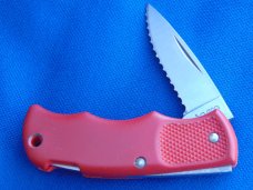 Rare Vintage USA Made Cutco 1886 RED LOCKBACK FOLDING POCKET KNIFE MADE IN USA, SERRATED EDGE. CUTCO