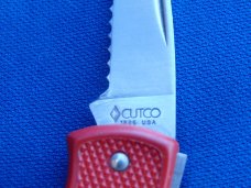 Rare Vintage USA Made Cutco 1886 RED LOCKBACK FOLDING POCKET KNIFE MADE IN USA, SERRATED EDGE. CUTCO