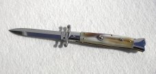 NOS 1980's ITALIAN STILETTO 9" GENUINE BRAZILIAN HORN SWING GUARD LOCK BACK