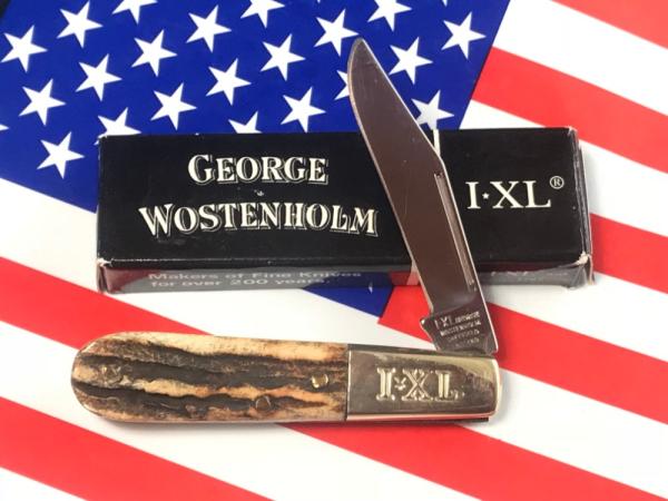 Vintage I*XL, - I XL, IXL Barlow Pocket Knife w/ Gnarly Stag Handles –Great Snap -NOS