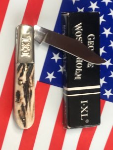 Vintage I*XL, - I XL, IXL Barlow Pocket Knife w/ Gnarly Stag Handles –Great Snap -NOS