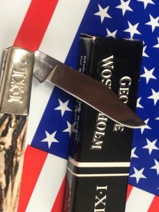 Vintage I*XL, - I XL, IXL Barlow Pocket Knife w/ Gnarly Stag Handles –Great Snap -NOS