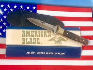 Vintage American Blade Dagger / Boot knife w Eagle Blade Etch w/ Sheath. NOS & NM